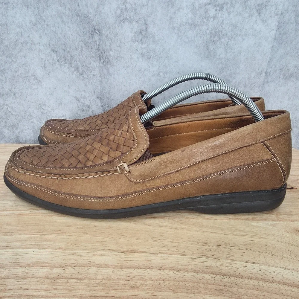 Johnston &‎ Murphy Loafers Mens 11 M Brown Weave Leather Slip On Shoes Brazil